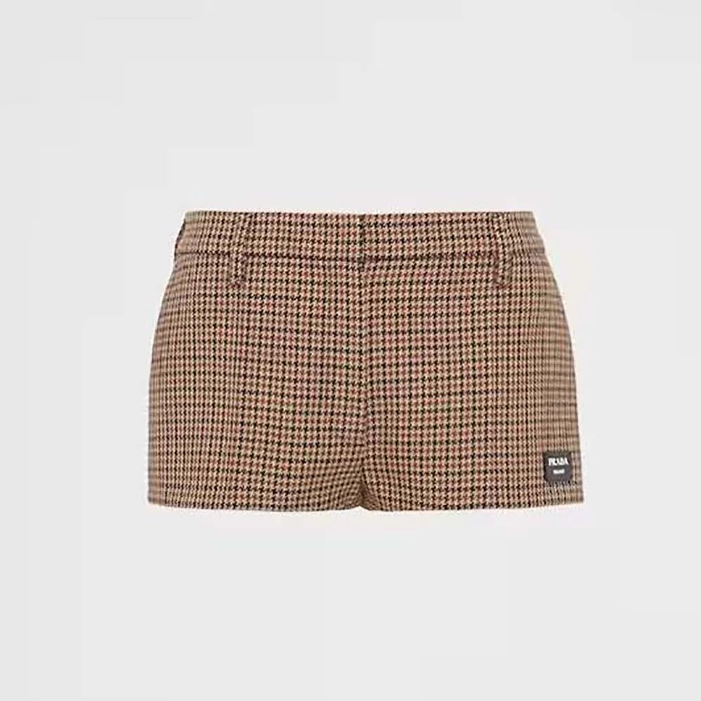Prada Houndstooth Check Shorts for Women Prada Houndstooth Check Shorts for Women