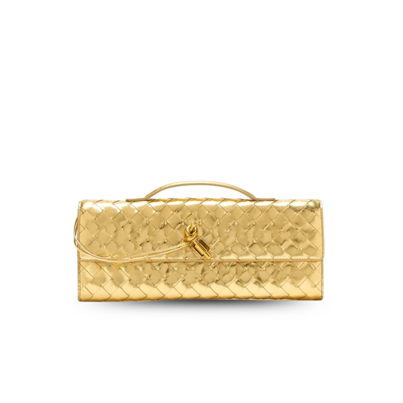 Bottega Veneta Andiamo Clutch in Gold Metallic Gold Hardware