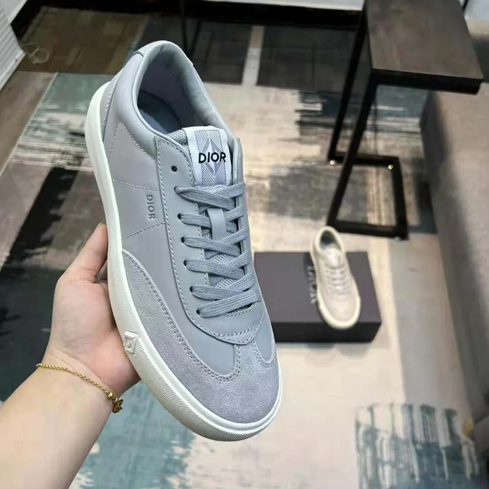 Dior B101 Sneaker Dior Gray Smooth Calfskin and Nubuck for Men