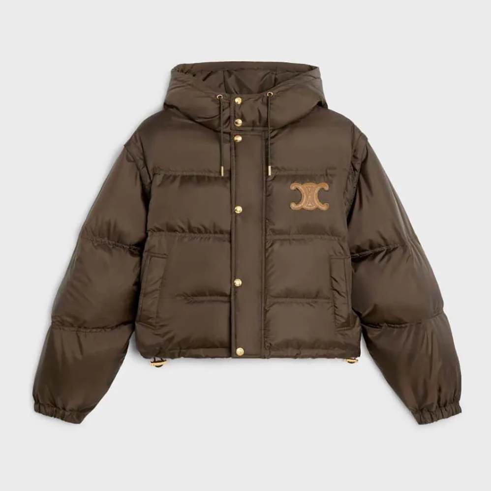 Celine Triomphe Cropped Down Jacket in Lightweight Nylon for Men Celine Triomphe Cropped Down Jacket in Lightweight Nylon for Men