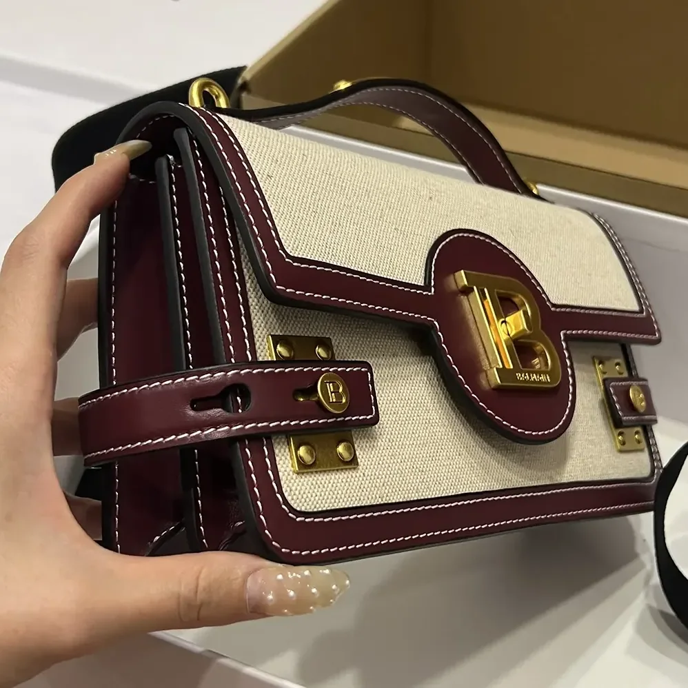 Balmain B Buzz 24 Canvas and Leather Bag for Women Balmain B Buzz 24 Canvas and Leather Bag for Women