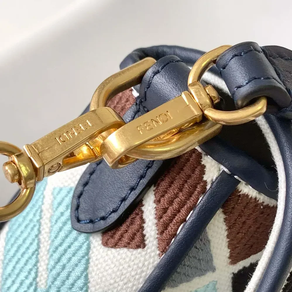 Fendi Baguette Mini Canvas Bag with Multicolor FF Embroidery for Women Fendi Baguette Mini Canvas Bag with Multicolor FF Embroidery for Women