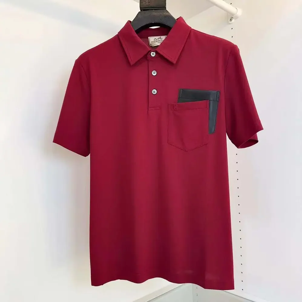 Hermes Polo Shirt with Pocket for Men in Red Hermes Polo Shirt with Pocket for Men in Red