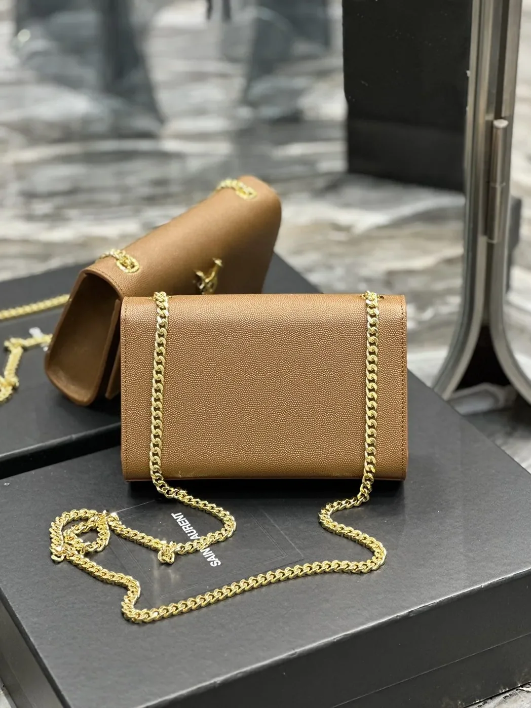 Saint Laurent Kate Small Chain Bag Brown /