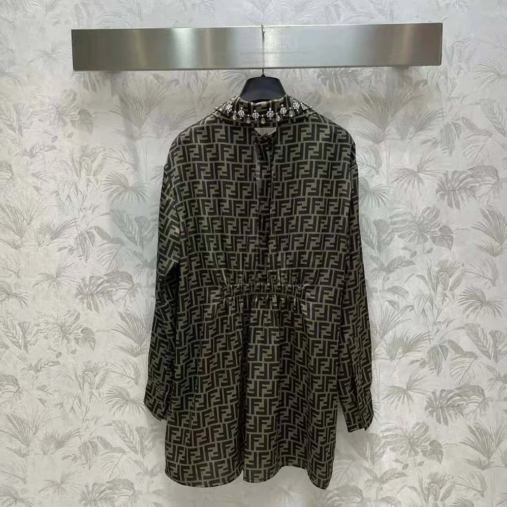 Fendi Dress Brown FF Twill Shirt for Women Fendi Dress Brown FF Twill Shirt for Women
