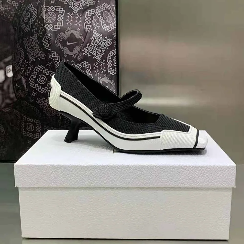 Dior D-Motion Pump Black Technical Fabric and White Rubber for Women Dior D-Motion Pump Black Technical Fabric and White Rubber for Women