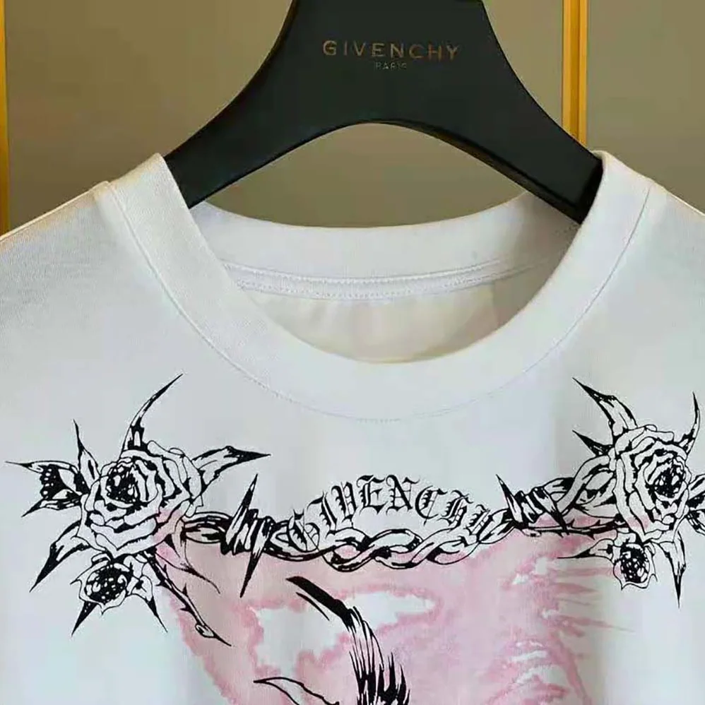 Givenchy Gothic Printed Oversized T-Shirt for Men in Pink