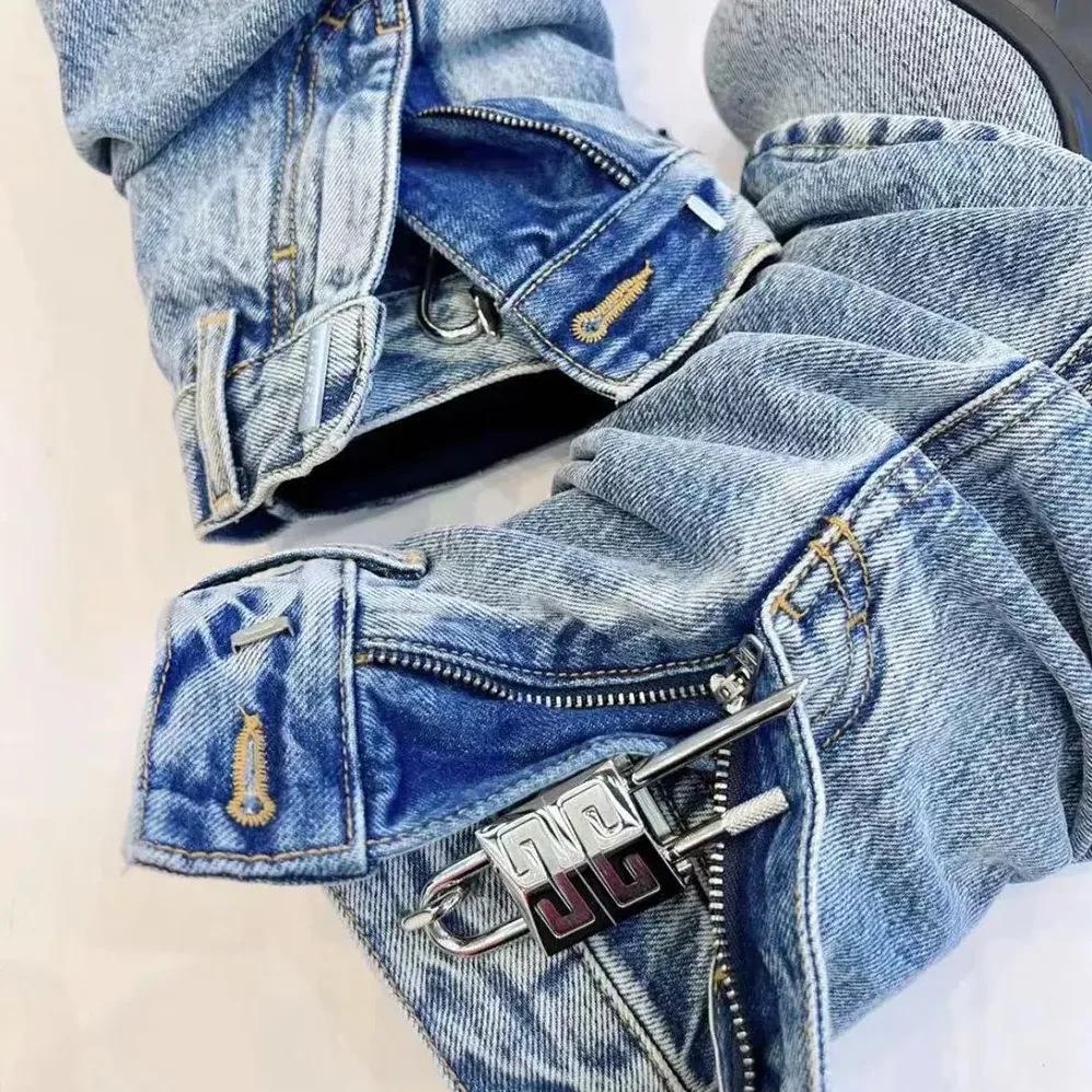 Givenchy Shark Lock Biker Ankle Boots in Jeans for Women
