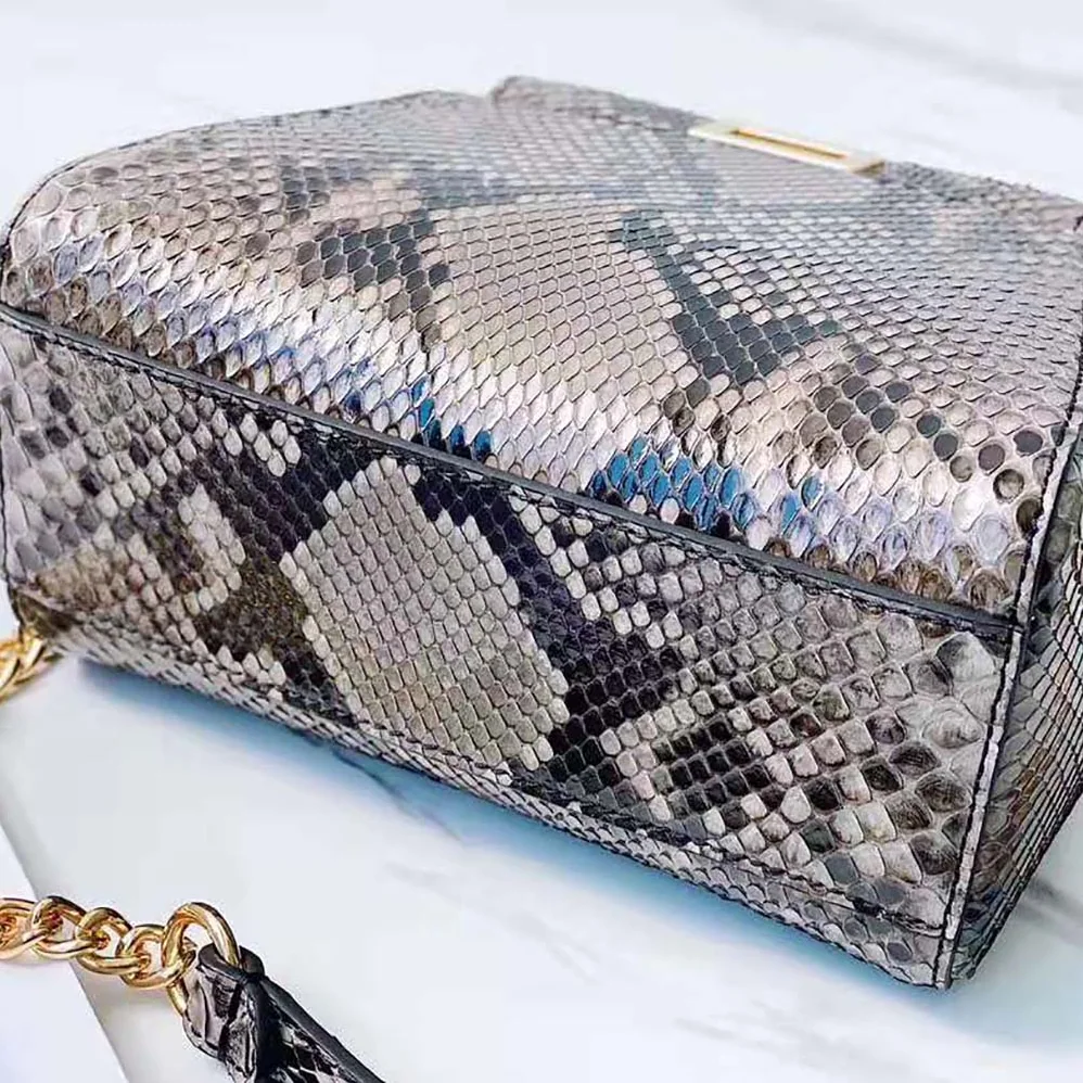 Fendi Peekaboo Iconic Mini Gray Python Bag for Women