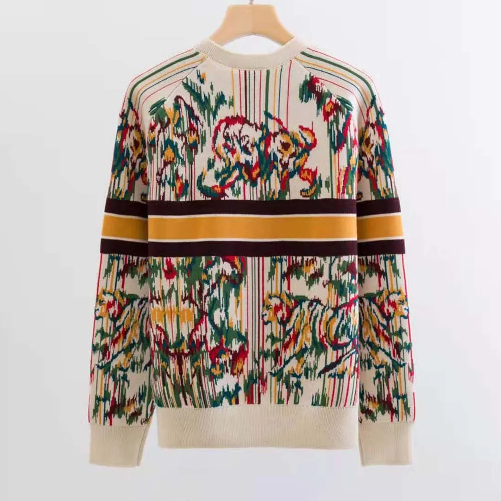 Dior Sweater Multicolor Stretch Cashmere and Wool with Toile de Jouy Motif for Women