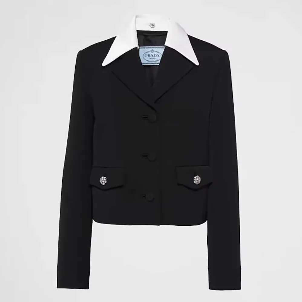 Prada Single-breasted Wool and Satin Jacket for Women