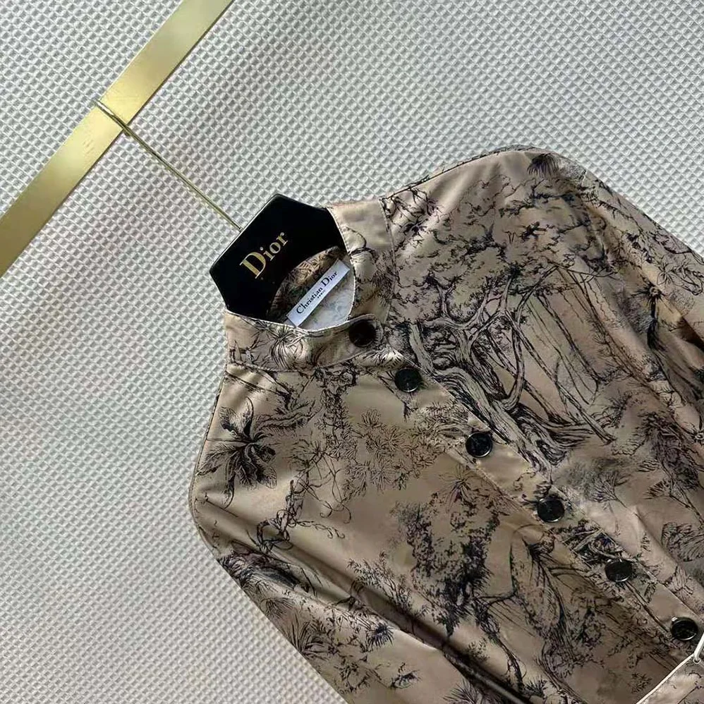 Dior Belted Shirt Dress Beige Cotton Gabardine with Toile de Jouy Voyage Motif for Women Dior Belted Shirt Dress Beige Cotton Gabardine with Toile de Jouy Voyage Motif for Women
