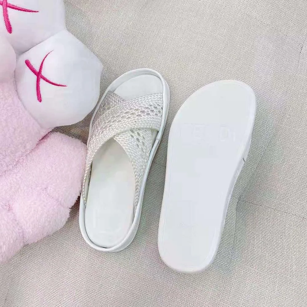 Fendi Reflections White Stretch Lace Slides for Women