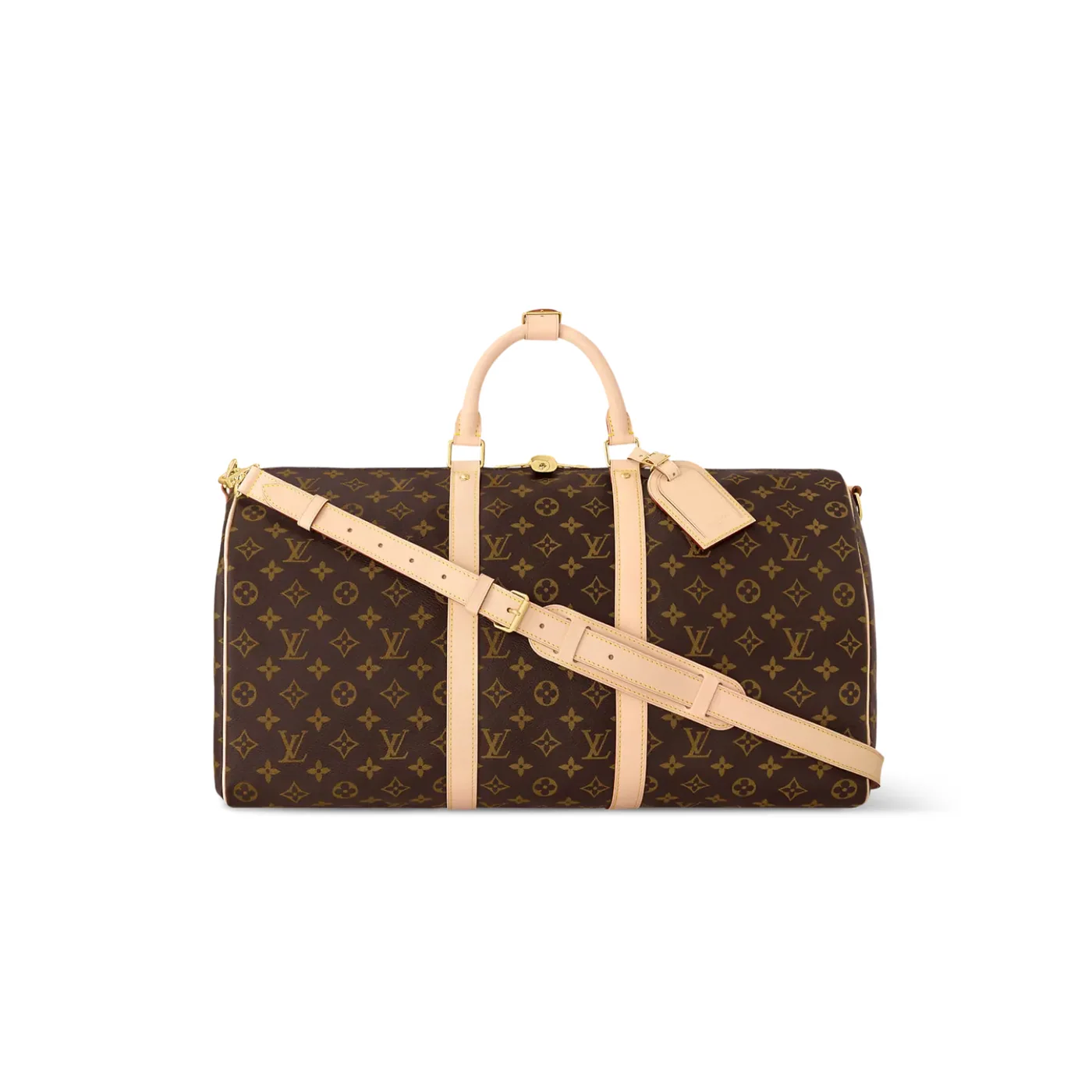 Louis Vuitton Keepall Bandouliere 50 Travel Bag in Brown Monogram Gold Hardware