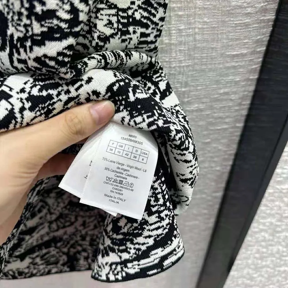 Dior Straight Dress Black and White Technical Jacquard with Allover Butterfly Motif for Women Dior Straight Dress Black and White Technical Jacquard with Allover Butterfly Motif for Women