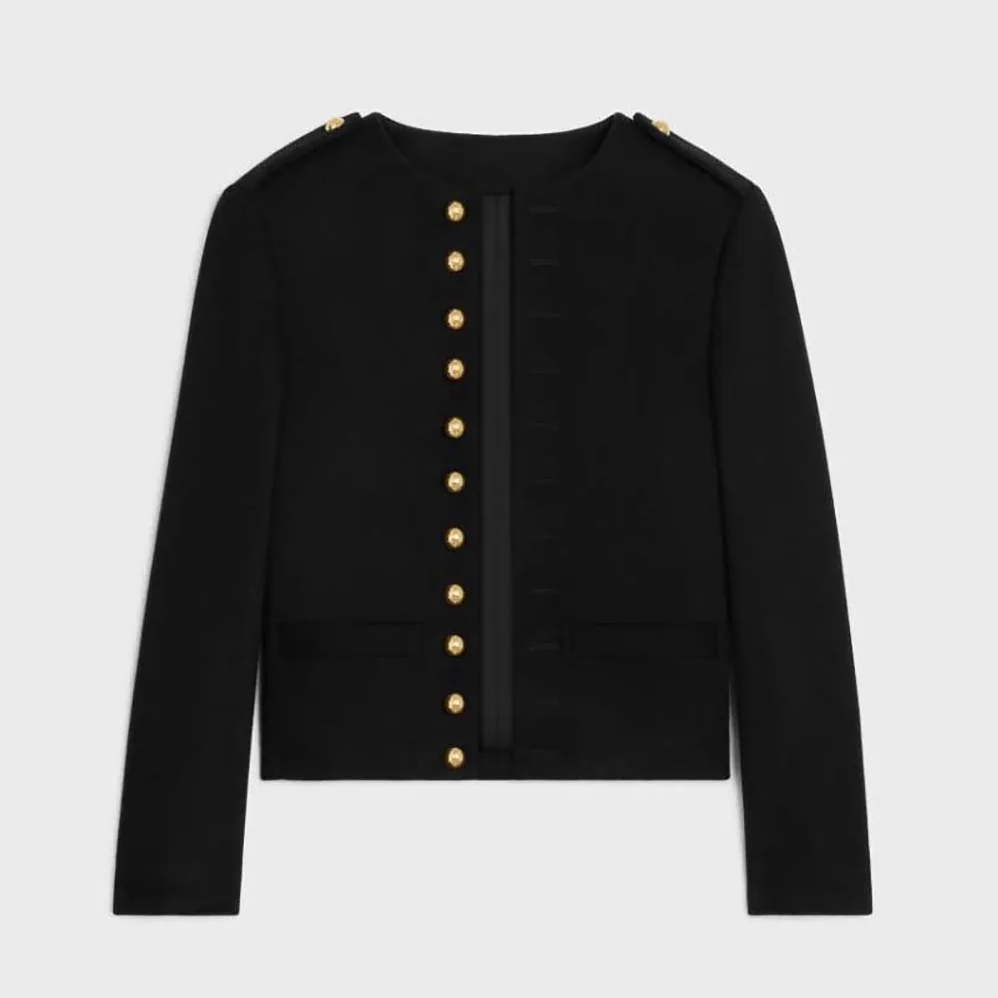 Celine Military Jacket in Wool Cloth for Women in Black Celine Military Jacket in Wool Cloth for Women in Black