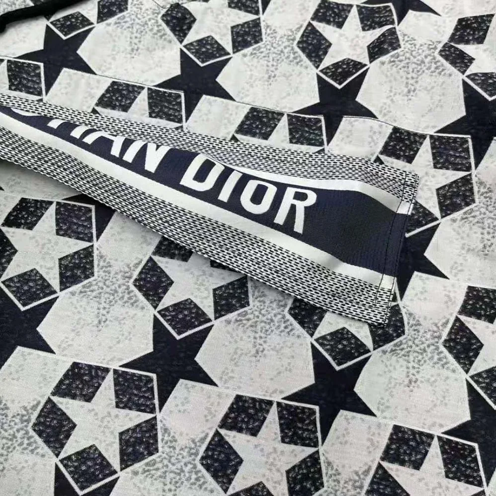 Dior Hooded Anorak Navy Blue Technical Taffeta Jacquard for Women