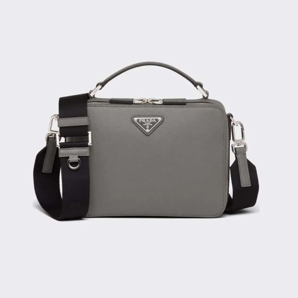Prada Brique Saffiano Leather Bag for Men in Gray Prada Brique Saffiano Leather Bag for Men in Gray