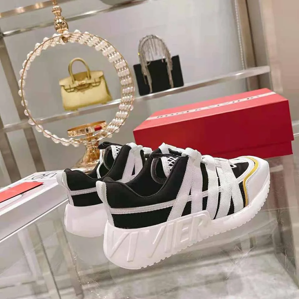 Roger Vivier Viv Go Lace Up Sneakers in Technical Fabrics for Women in Black