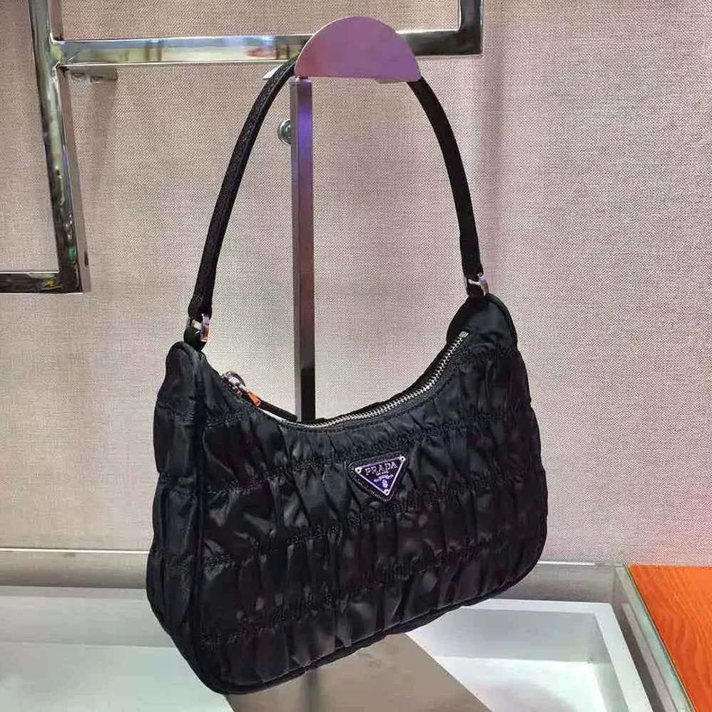 Prada Nylon and Saffiano Leather Mini Bag for Women in Black Prada Nylon and Saffiano Leather Mini Bag for Women in Black