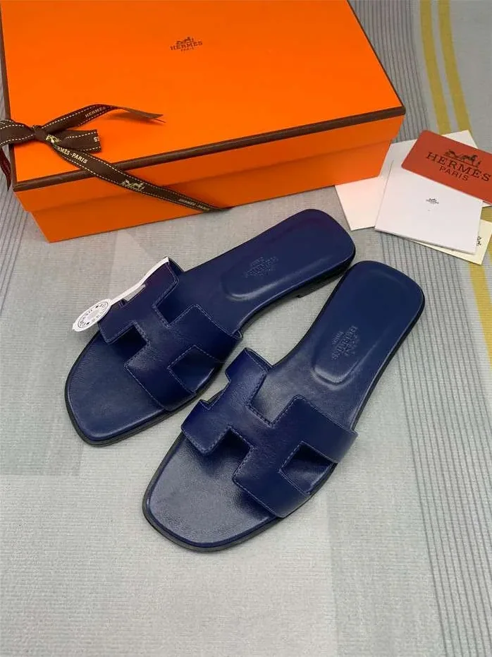 Hermes Oran Sandal Dark Blue