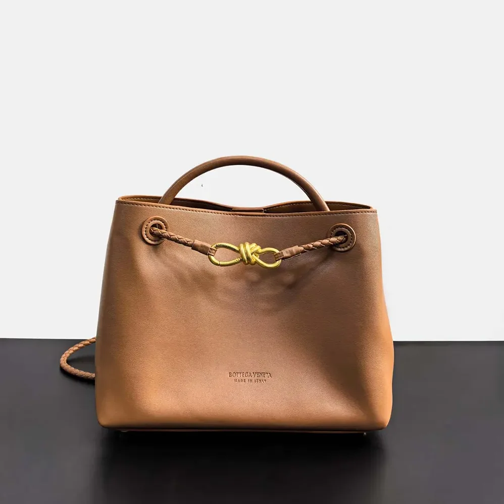 Bottega Veneta Small Andiamo in Silky Calf Leather for Women in Brown