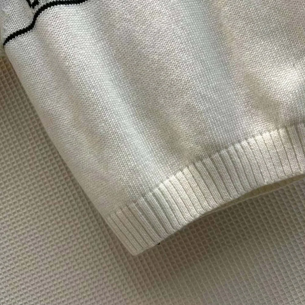 Dior Sweater with Ruffles White Cashmere Knit with Signature for Women