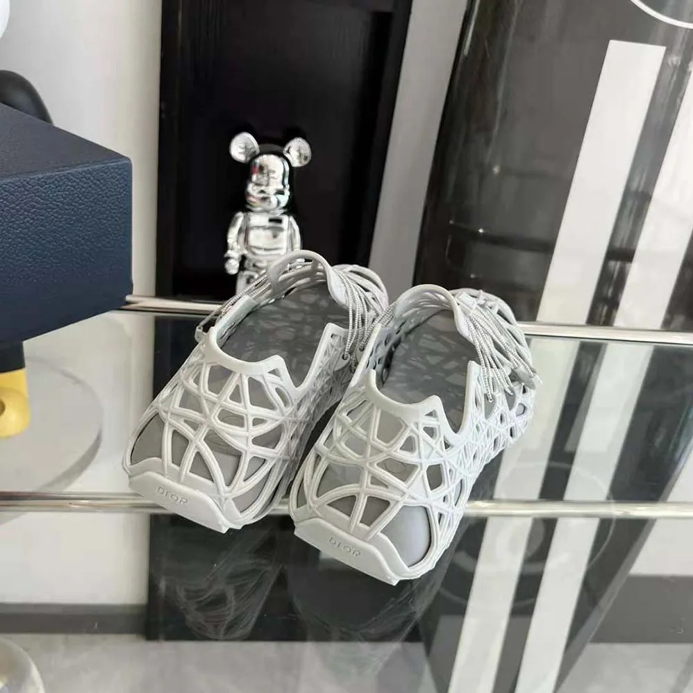 Dior Warp Sandal Anthracite White Cosmo Rubber with Warped Cannage Motif for Men