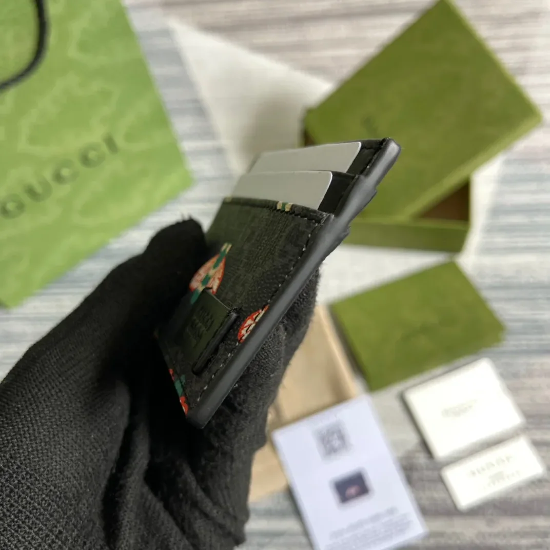 Gucci Card Case Black with Bees / Gucci Card Case Black with Bees /