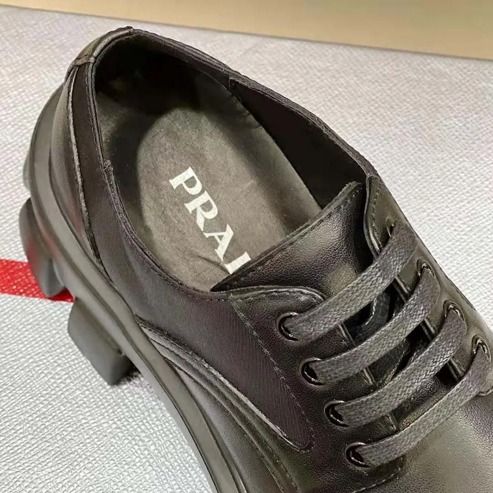 Prada Monolith Brushed Rois Leather and Nylon Lace for Men in up Shoes Prada Monolith Brushed Rois Leather and Nylon Lace for Men in up Shoes