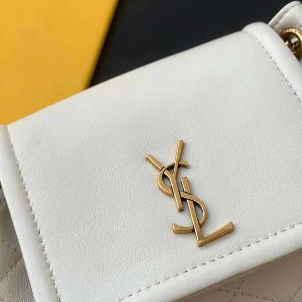 Saint Laurent YSL Mini Nolita in Lambskin for Women in White Saint Laurent YSL Mini Nolita in Lambskin for Women in White