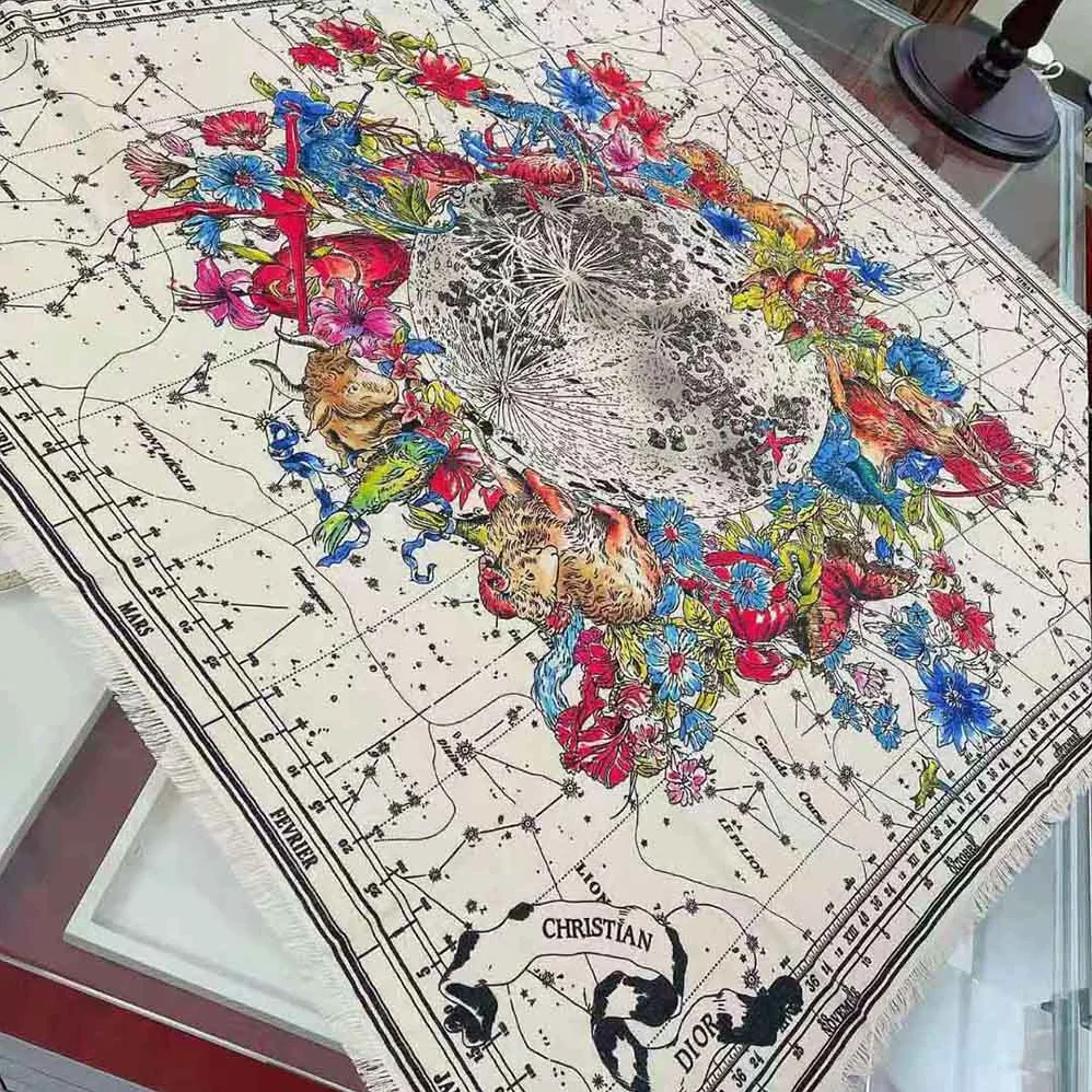 Dior Zodiac Square Scarf Navy White Silk Twill for Women Dior Zodiac Square Scarf Navy White Silk Twill for Women
