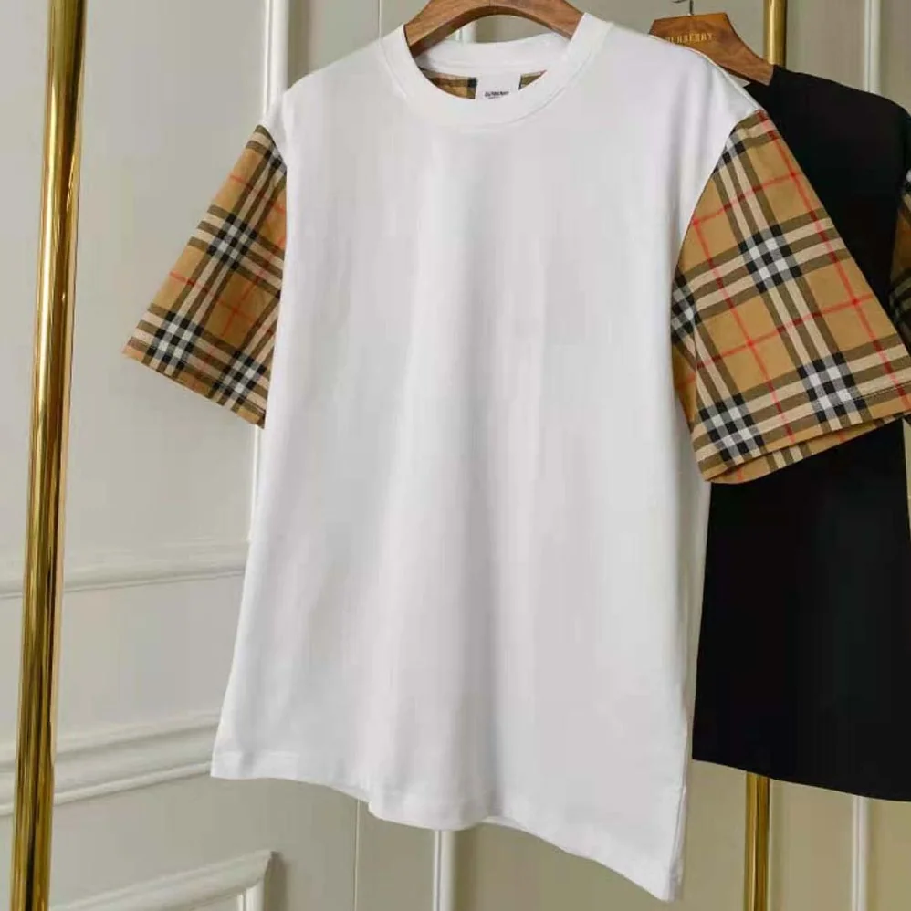 Burberry Vintage Check Sleeve Cotton T-shirt for Women in White Burberry Vintage Check Sleeve Cotton T-shirt for Women in White