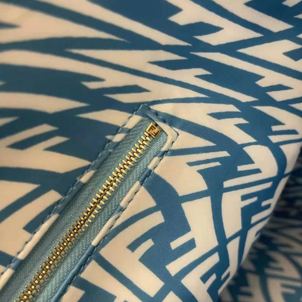Fendi Shopper Blue Glazed Canvas Bag for Women