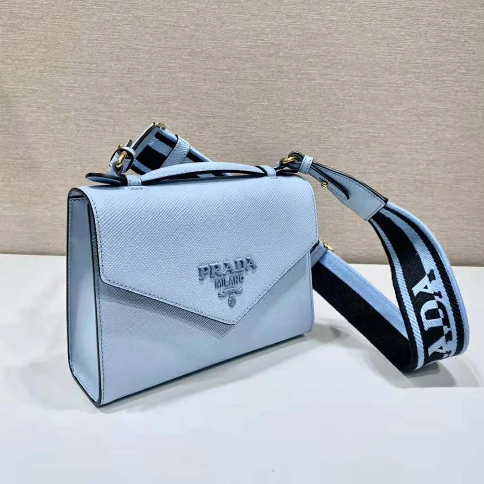 Prada Monochrome Saffiano and Leather Bag for Women in Blue