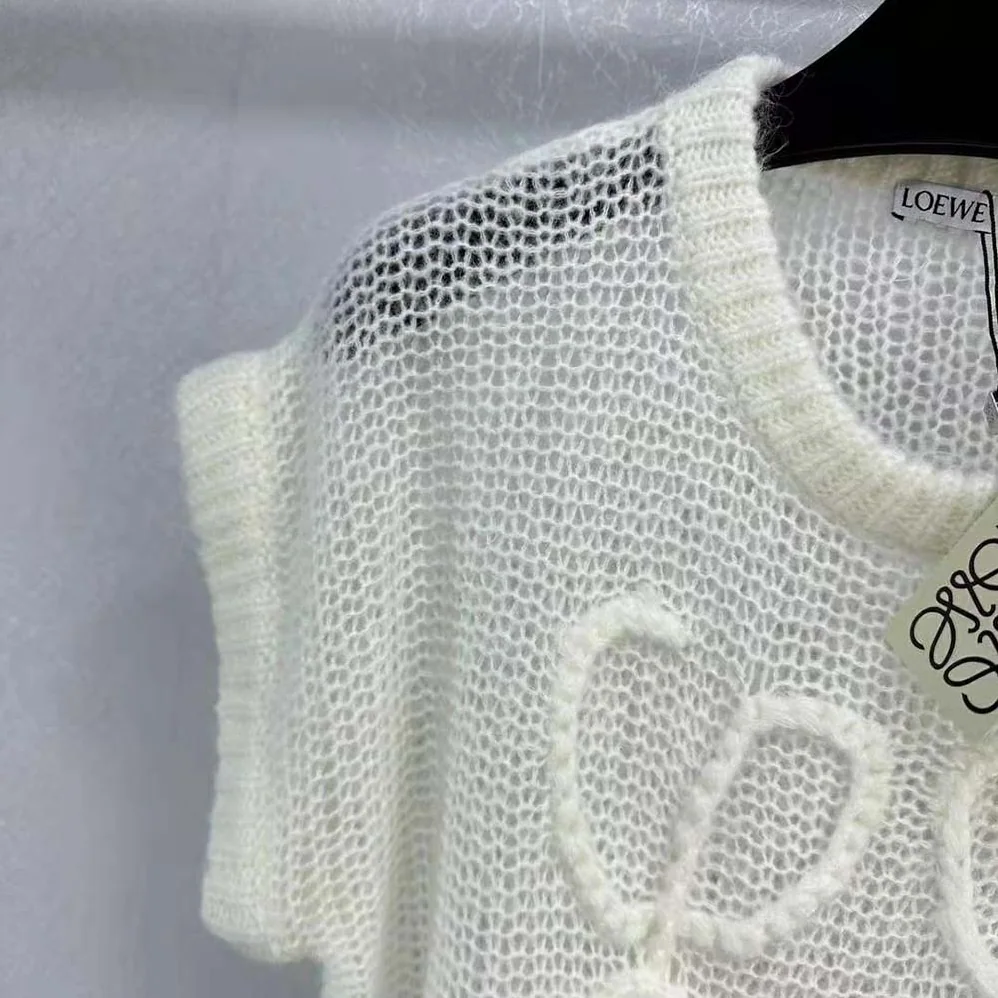 Loewe Anagram Vest in Mohair for Women in White Loewe Anagram Vest in Mohair for Women in White