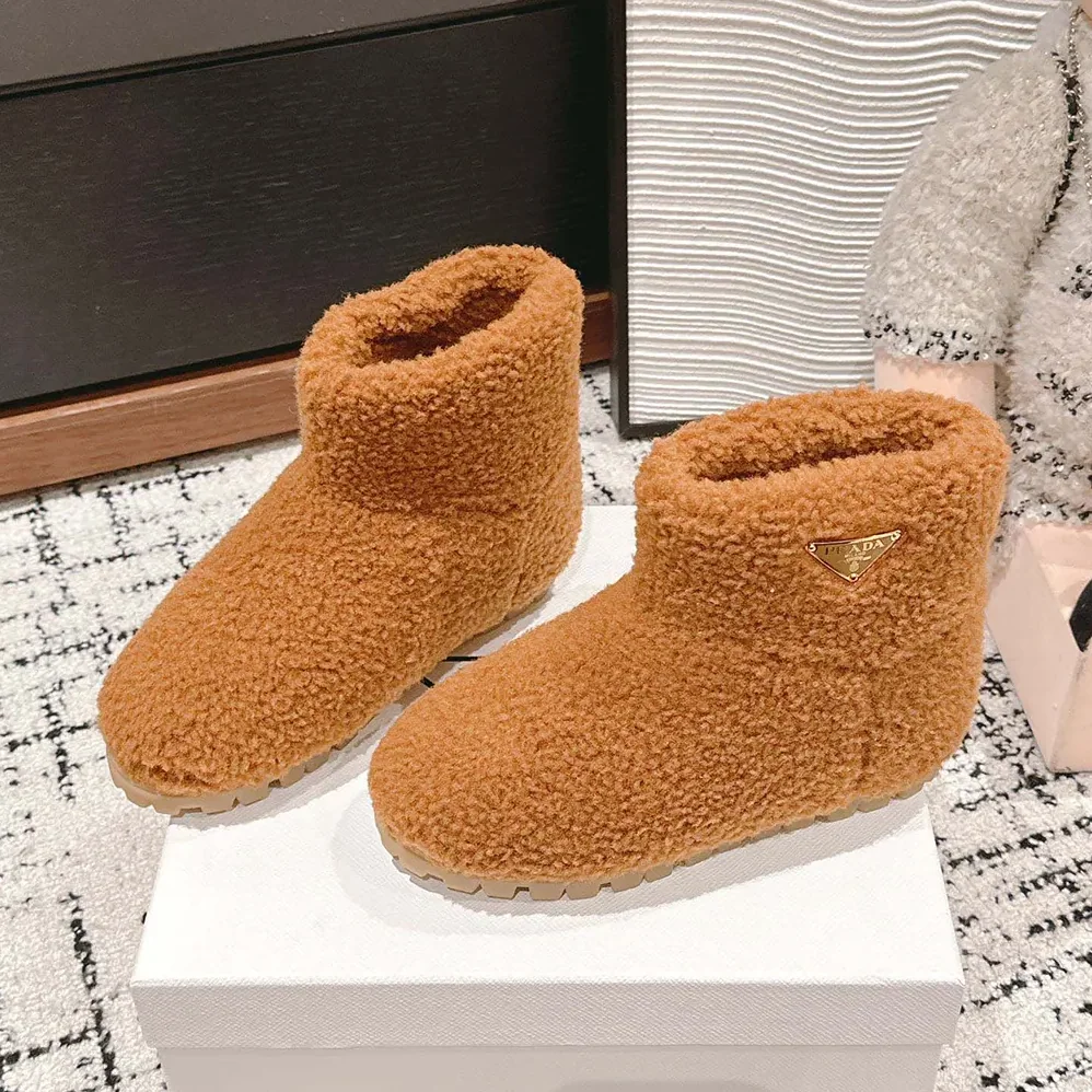 Prada Shearling Booties for Women in Brown