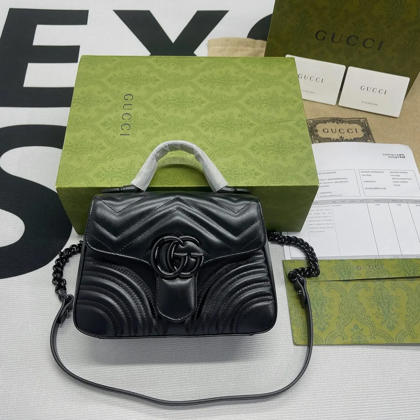Gucci Marmont Mini Top Handle Bag Black Gucci Marmont Mini Top Handle Bag Black