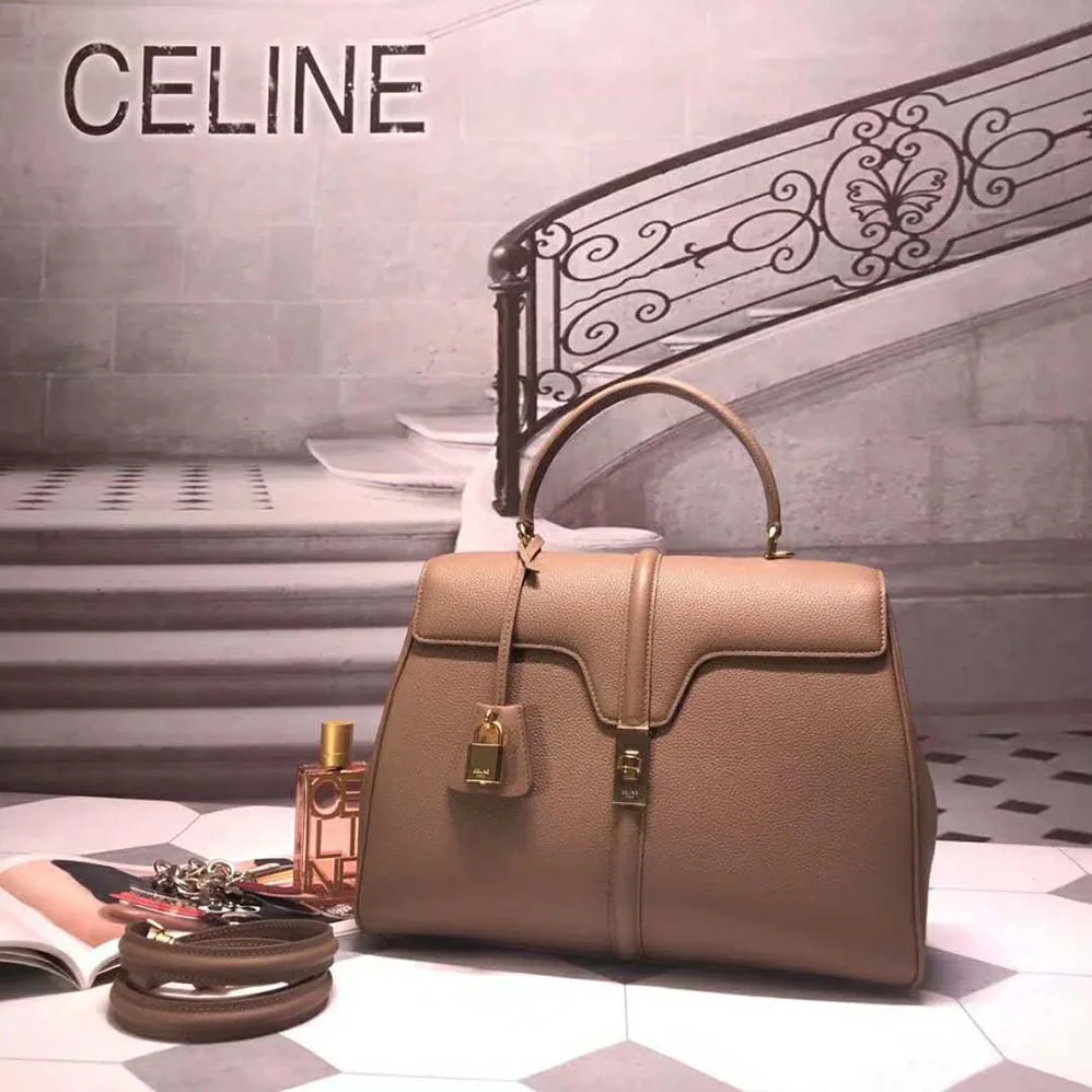 Celine Medium16 Bag in Grained Calfskin for Women in Brown Celine Medium16 Bag in Grained Calfskin for Women in Brown