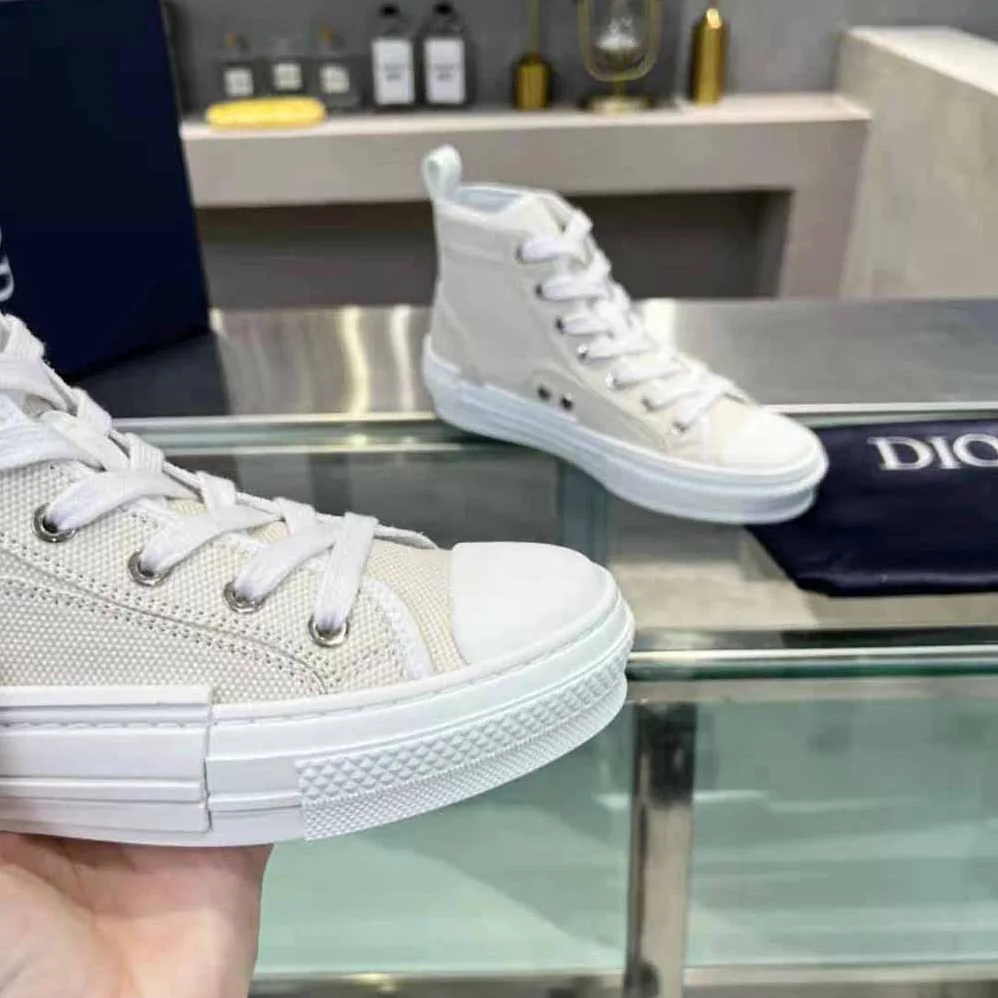 Dior B23 Cactus Jack Dior High-Top Sneaker Cream and Coffee Cotton Canvas for Men
