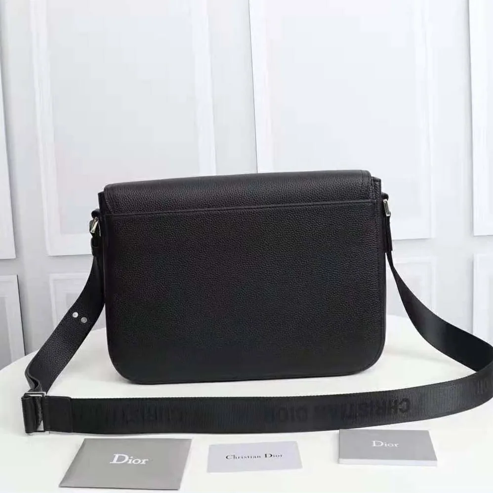Dior Saddle Messenger Bag Black Grained Calfskin for Men