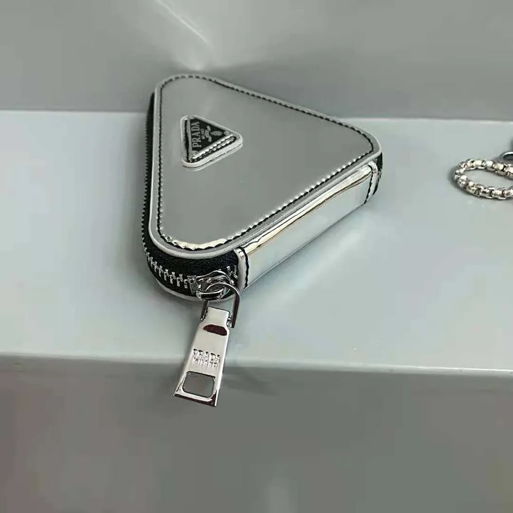 Prada Brushed Leather Mini-Pouch for Women in Silver
