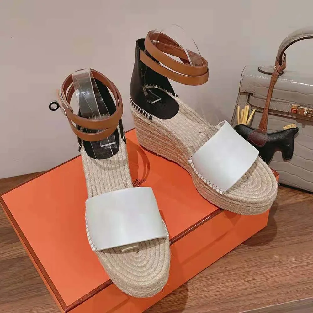 Hermes Tipoli Espadrille in Calfskin with Wrap-Around Ankle Strap for Women in Brown