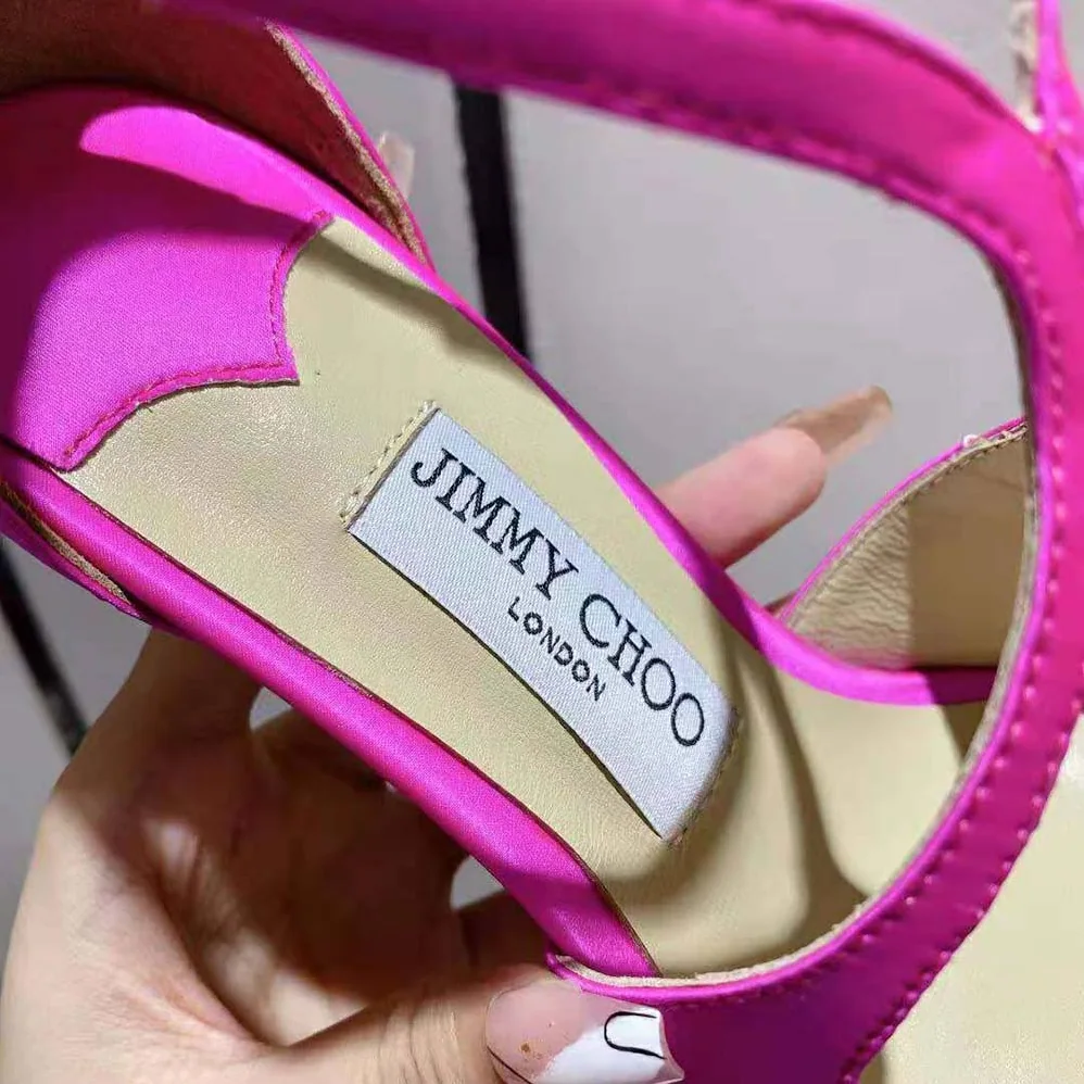 Jimmy Choo Azia 110 Fuchsia Satin Sandals for Women Jimmy Choo Azia 110 Fuchsia Satin Sandals for Women