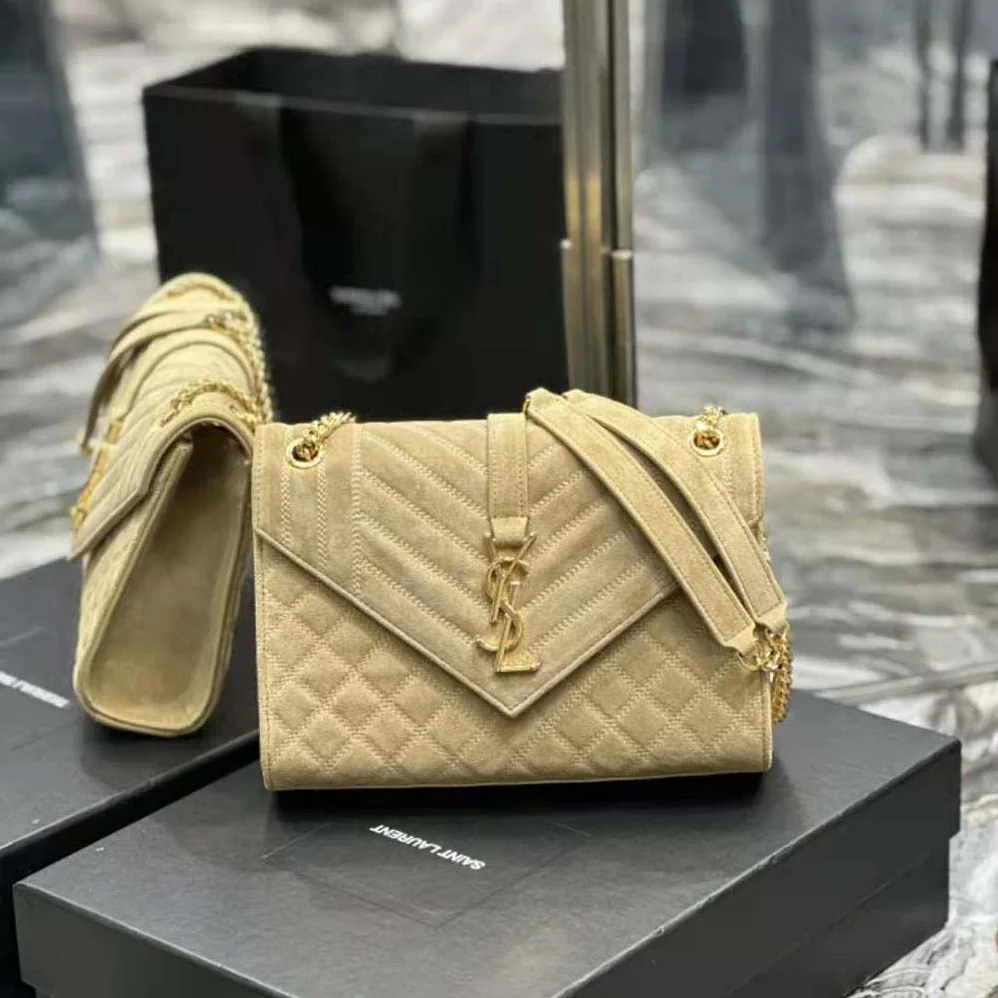 Saint Laurent YSL Envelope Medium Chain Bag in Mix Matelassé Corduroy for Women Saint Laurent YSL Envelope Medium Chain Bag in Mix Matelassé Corduroy for Women
