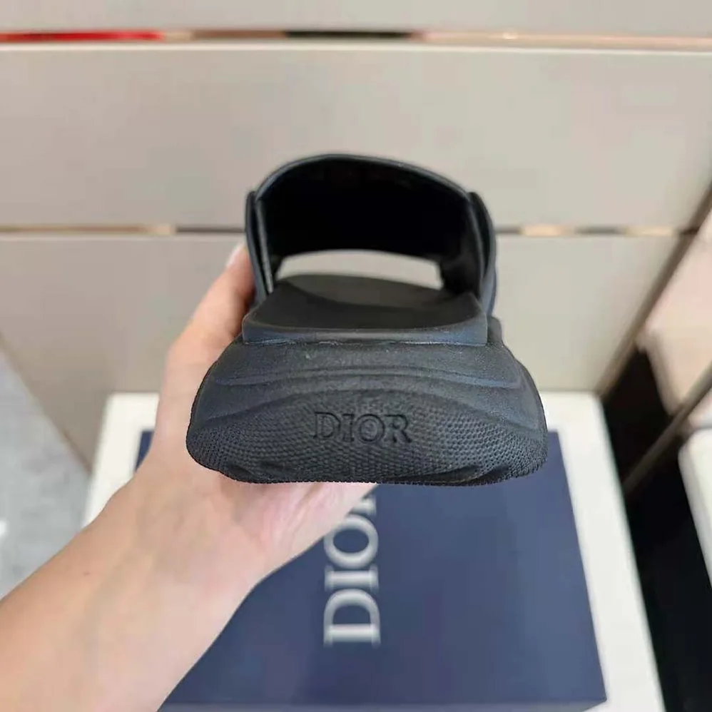Dior H-town Sandal Black Rubber with Beige and Black Dior Oblique Jacquard for Men