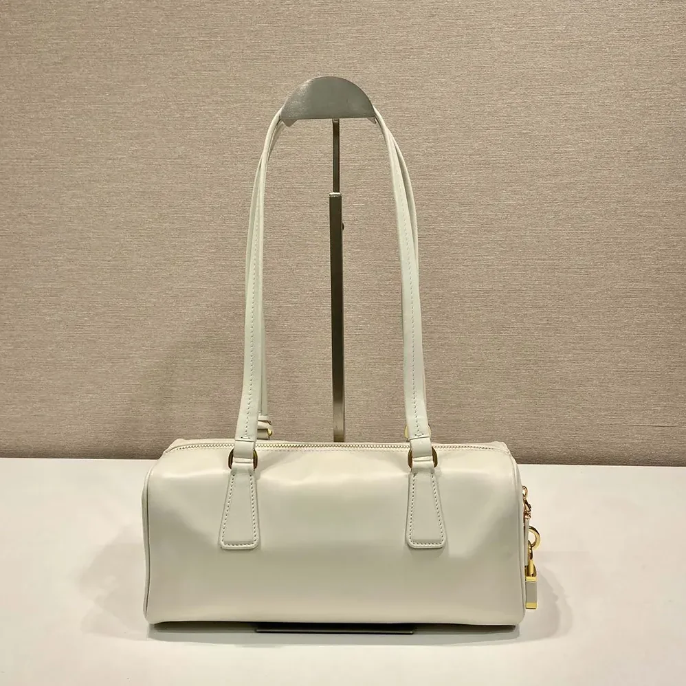 Prada Medium Leather Top-handle Bag with Padlock for Women in White Prada Medium Leather Top-handle Bag with Padlock for Women in White