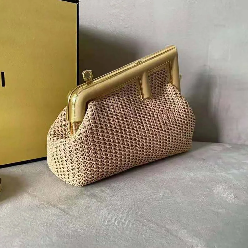 Fendi First Small Beige Raffia Macrame Bag for Women Fendi First Small Beige Raffia Macrame Bag for Women