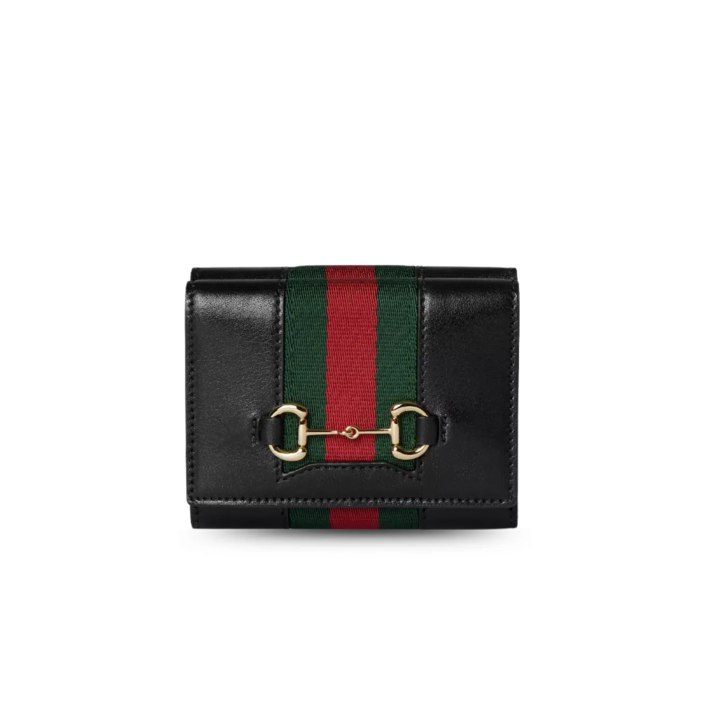 Gucci Horsebit Web Small Tri-fold Wallet / Black Gold Hardware Gucci Horsebit Web Small Tri-fold Wallet / Black Gold Hardware