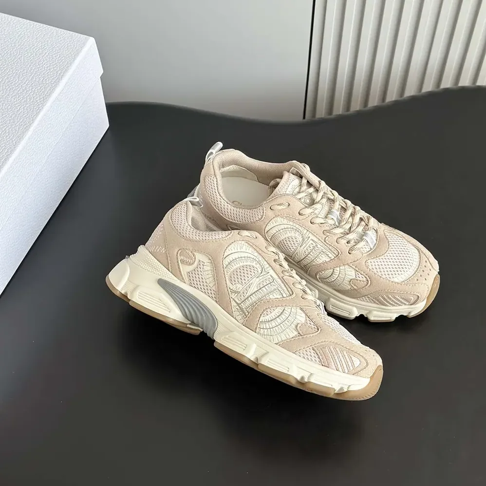 Dior Chrono Sneaker Beige Mesh and Suede Calfskin for Unisex Dior Chrono Sneaker Beige Mesh and Suede Calfskin for Unisex